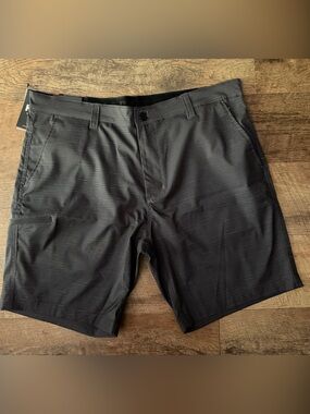Hawke & Co Men's Black Flat Front Shorts with Subtle Pinstripe